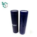 Custom blue paper logo hot foil stamping round paper tube box